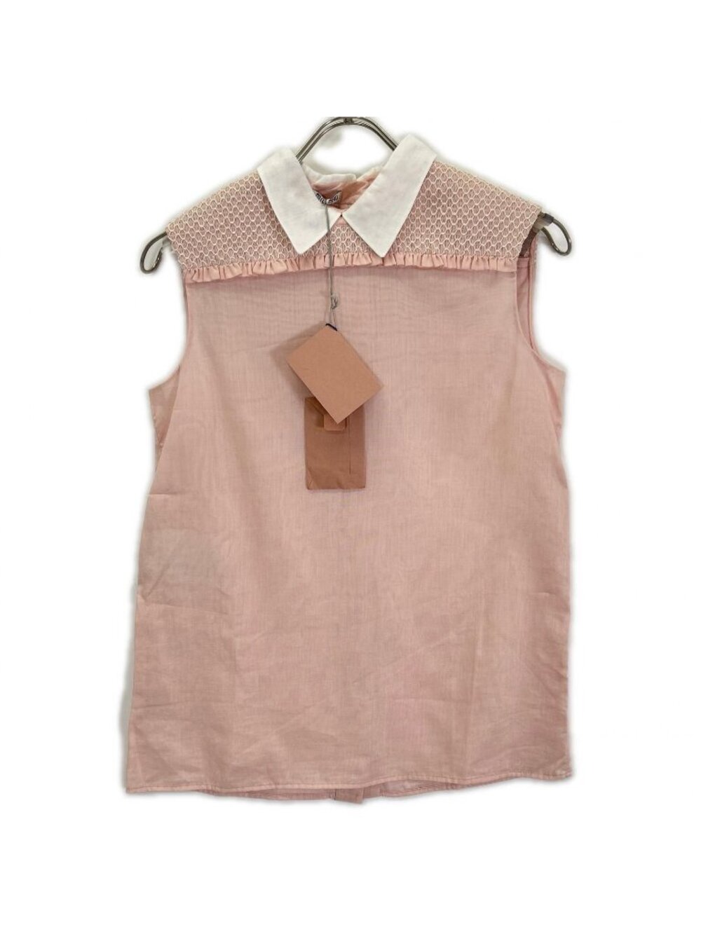 Miu Miu Pink Sleeveless Blouse with Collar 40